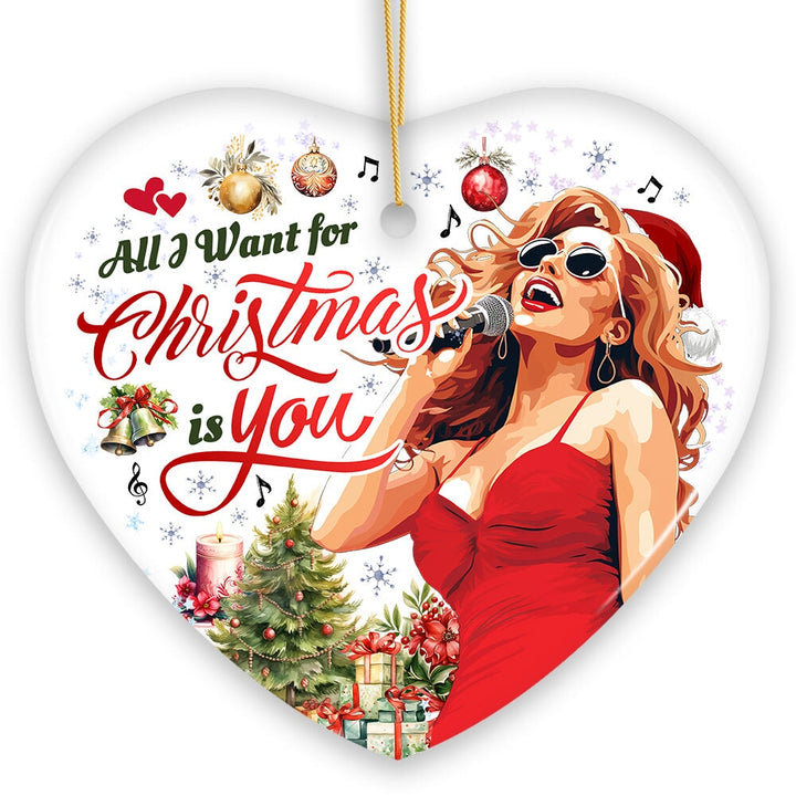 All I Want for Christmas is You Elegant Artistic Musical Christmas Ornament, Classic Tree Decoration Ceramic Ornament OrnamentallyYou