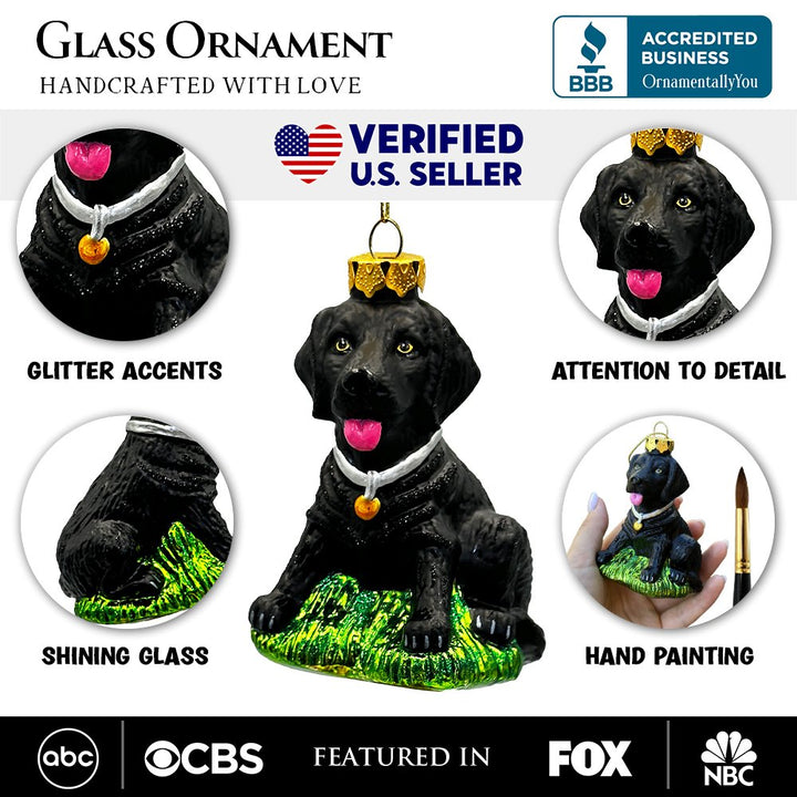 Black Lab Glass Christmas Ornament, Labrador Retriever Dog Gift Glass Ornament OrnamentallyYou