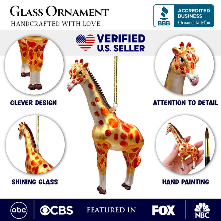 Giraffe Glass Christmas Ornament Glass Ornament OrnamentallyYou