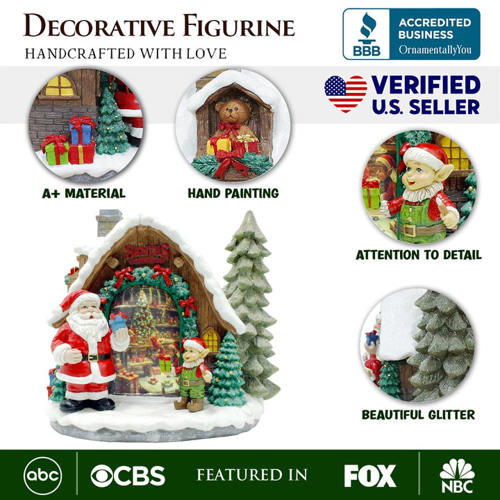 (Pre-Order) Santa's Workshop Delight Figurine, 10" Christmas Station with Elves Resin Statues OrnamentallyYou