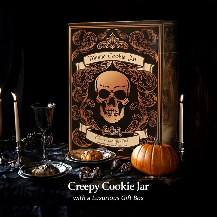 (Pre-Order) Spooky Urn 8" Cookie Jar, Ceramic Gothic Halloween Kitchen Decoration Cookie Jars OrnamentallyYou