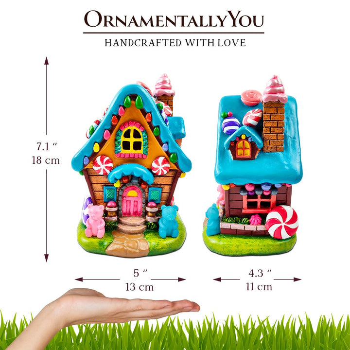 (Pre-Order) Sugary Haven Candy House Tabletop Figurine, 7" LED Christmas Gingerbread Style Home Decoration Resin Statues OrnamentallyYou