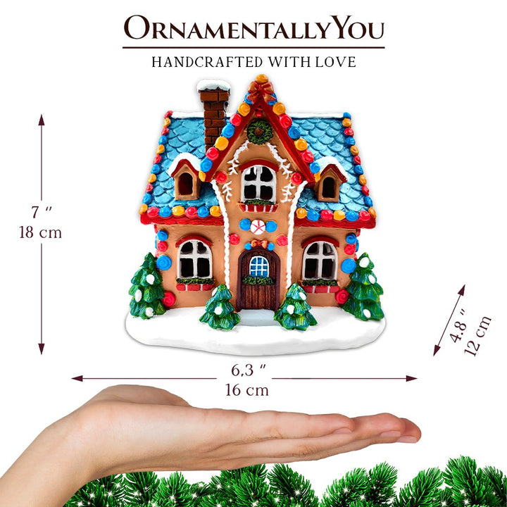 (Pre-Order) Whimsically Sweet Gingerbread Home Lighted Christmas Decoration, 7" LED Table Figurine Holiday Decor Resin Statues OrnamentallyYou