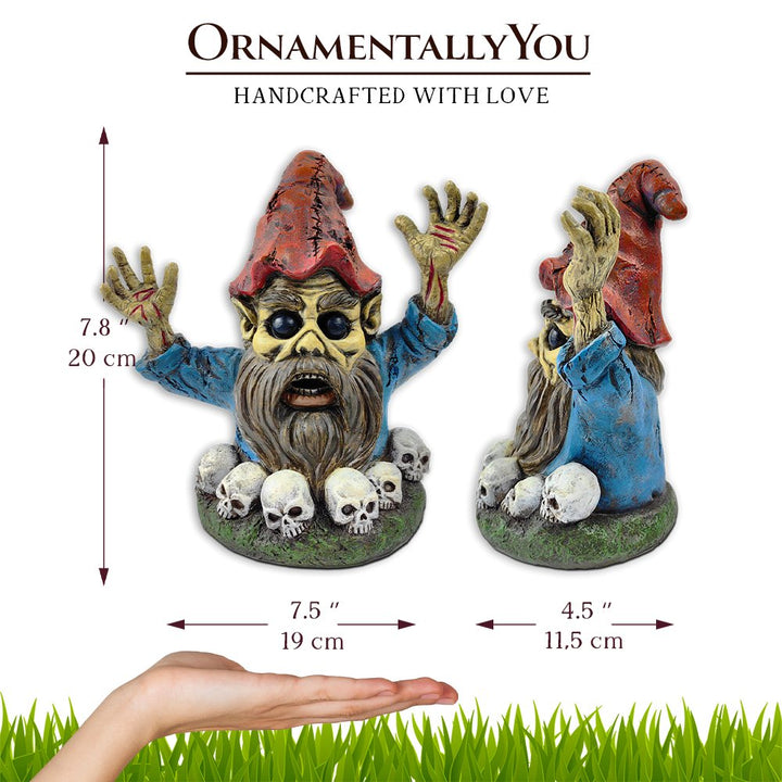 (Pre-Order) Zombie Gnome Garden Statue, 8" Outdoor Halloween Figurine Yard Decoration Resin Statues OrnamentallyYou