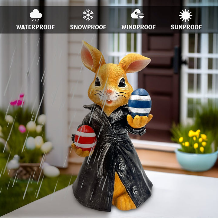 (Pre-Order) Covert Carrot Collector Funny Bunny Agent Figurine, 7" Dueling Easter Rabbit Garden Statue Resin Statues OrnamentallyYou