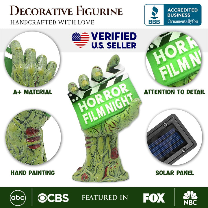 (Pre-Order) Horror Film Night Zombie Hand Statue, 10" Solar Powered Halloween Themed Garden Figurine Resin Statues OrnamentallyYou