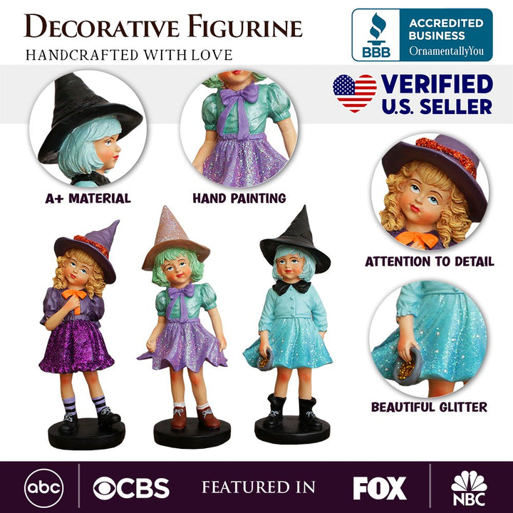 (Pre-Order) Mystical Victorian Witch Sisters Set of Three Figurines, Enchanted 6" Statues for a Bewitching Halloween Tabletop Display Resin Statues OrnamentallyYou