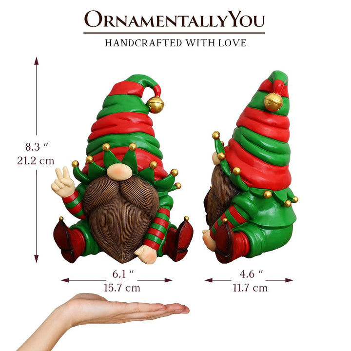 (Pre-Order) Cheerful Elf Gnome Festive Figurine, 8" Christmas Garden Statue Resin Statues OrnamentallyYou