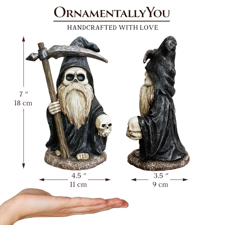 (Pre-Order) Grim Reaper Gnome Figurine 7", Gothic Occult Statue Yard Decoration Resin Statues OrnamentallyYou