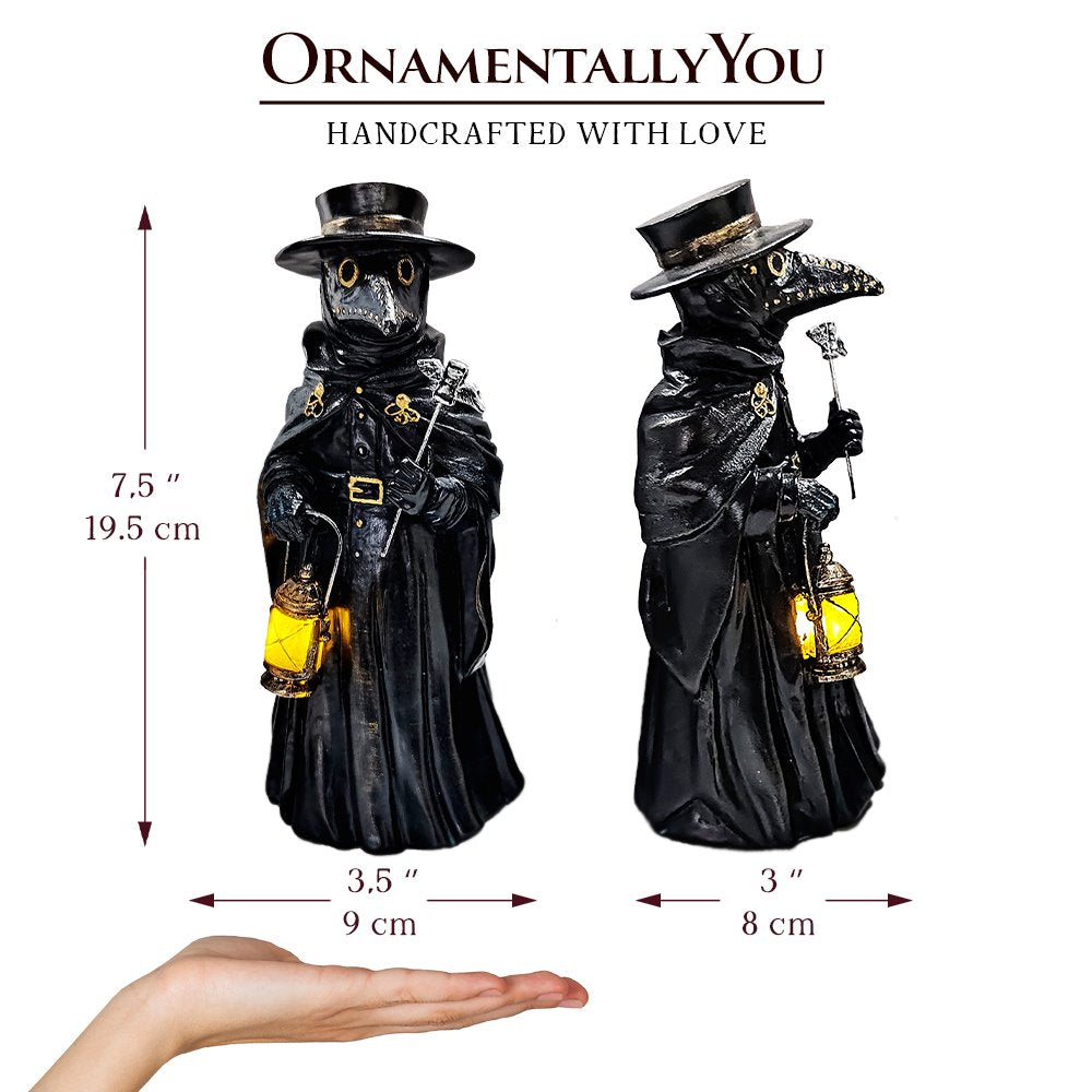 (Pre-Order) Plague Doctor Creepy Home Figurine, 8" LED Haunted Halloween House Statue Resin Statues OrnamentallyYou