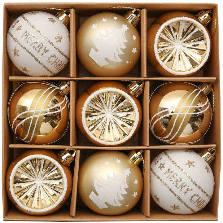 Elegant Gold and Glitter 9 Piece Christmas Ornament Set Ornament Bundle OrnamentallyYou