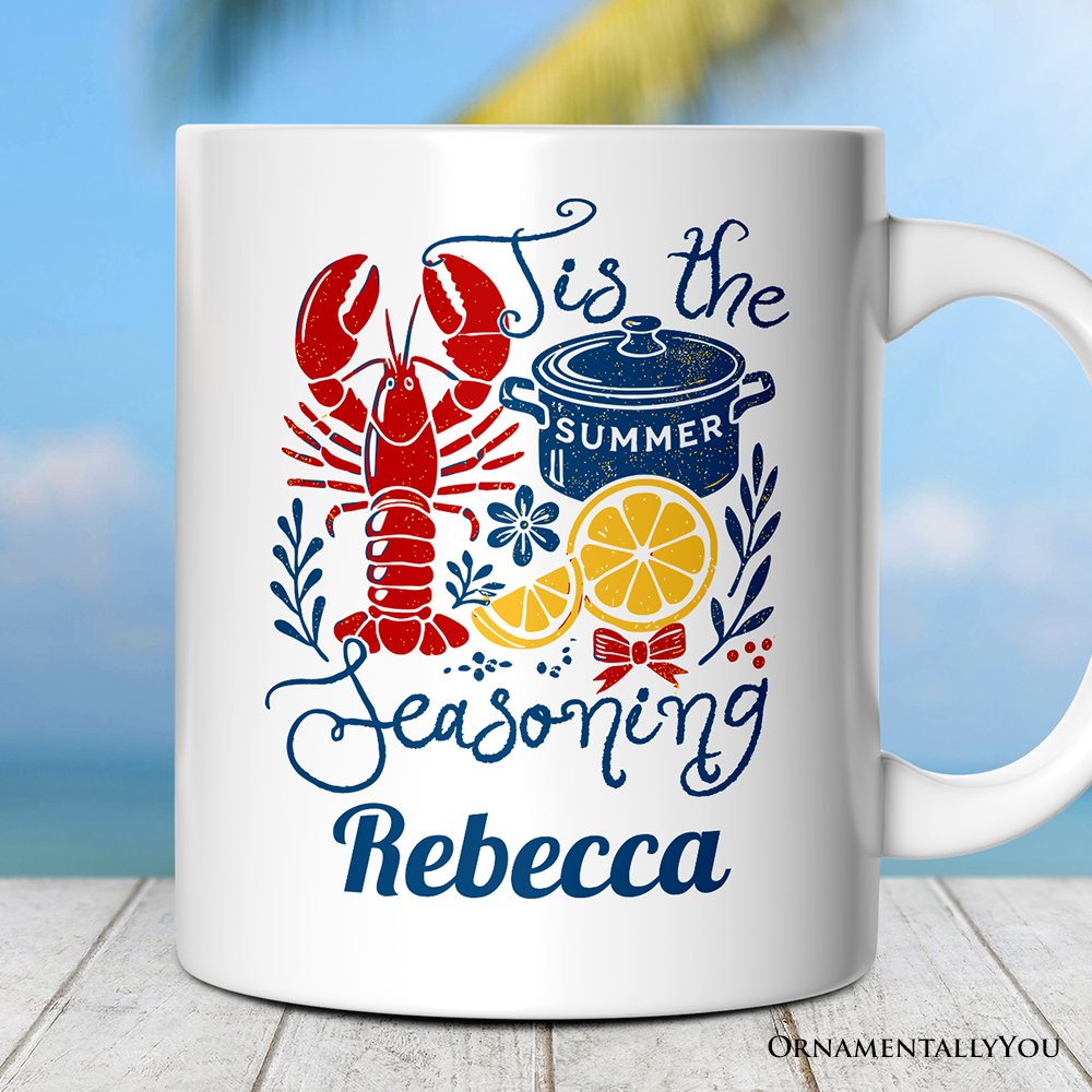 Crawfish Boil Season Summer Personalized Mug, Seafood Funny Retro Gift with Custom Name Personalized Ceramic Mug OrnamentallyYou Customized