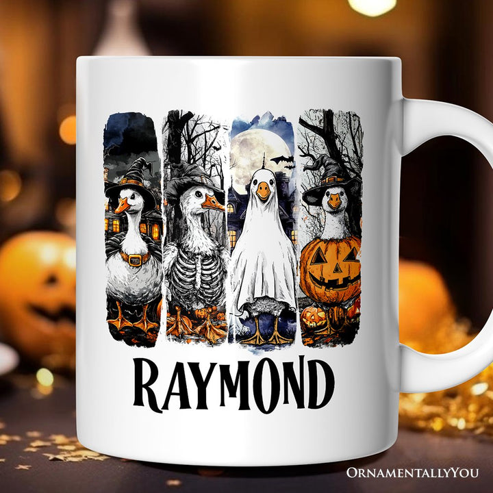 Halloween Goose in Costume Personalized Mug, Spooky Fall Geese Gift with Custom Name Personalized Ceramic Mug OrnamentallyYou 12oz Mug Customized