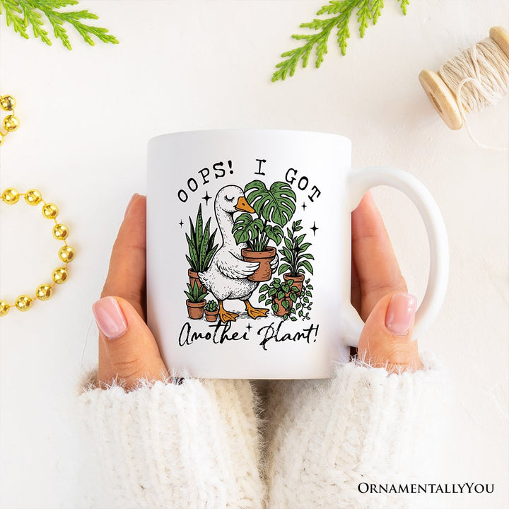 Oops I Got Another Plant Goose Personalized Mug, Sarcastic Gardening Humor Gift with Custom Name Personalized Ceramic Mug OrnamentallyYou White Non-Custom