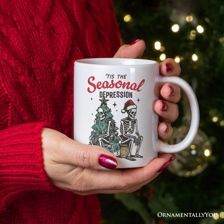 Tis the Seasonal Depression Personalized Mug, Dark Humor Christmas Gift with Custom Name Personalized Ceramic Mug OrnamentallyYou