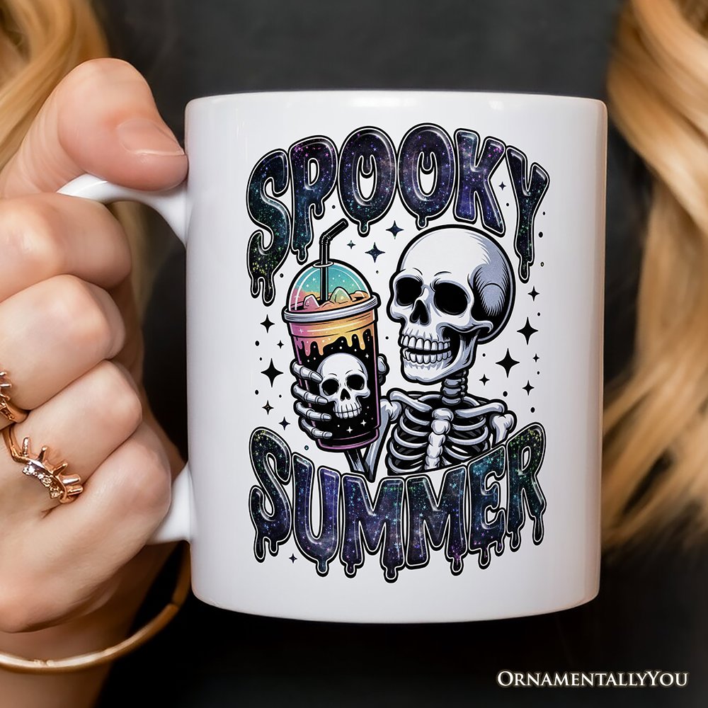 Spooky Summer Skeleton Personalized Mug, Snarky Halloween Coffee Gift with Custom Name Personalized Ceramic Mug OrnamentallyYou