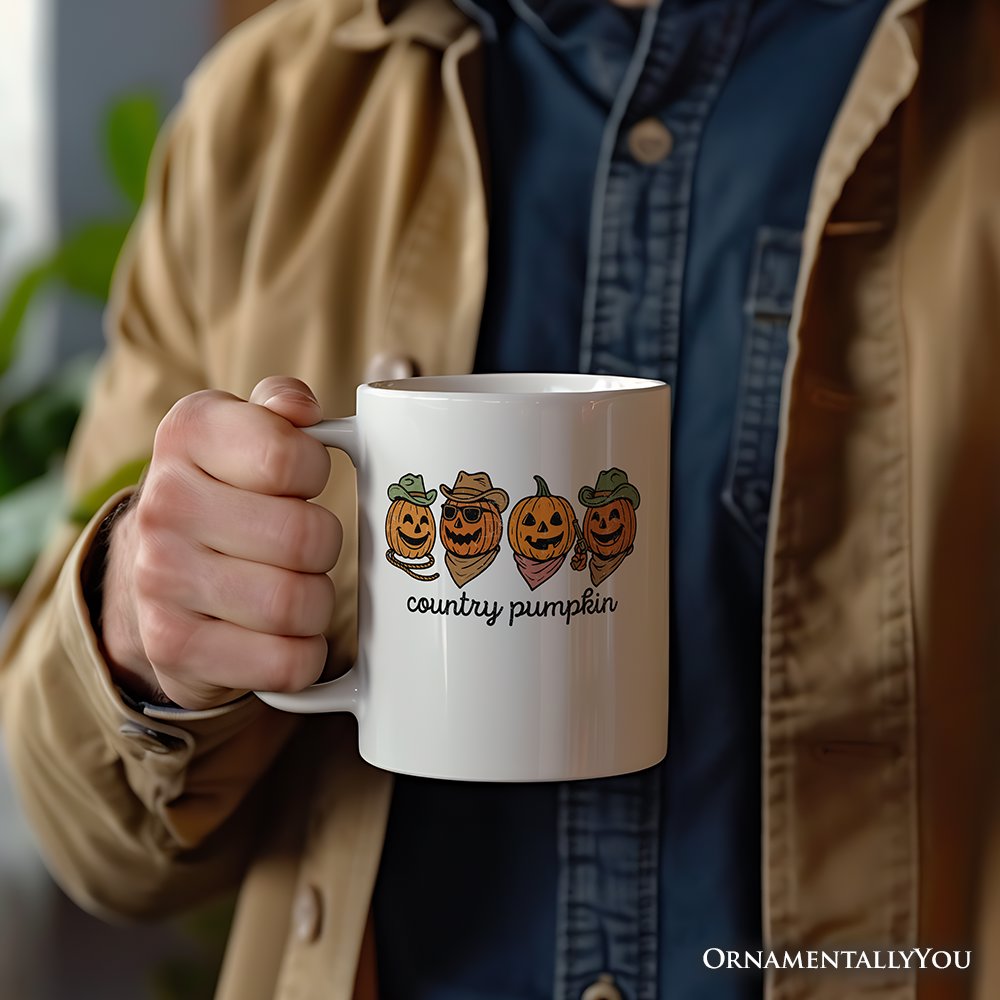 Country Pumpkin Rustic Personalized Mug, Cute Autumn Season Gift with Custom Name Personalized Ceramic Mug OrnamentallyYou