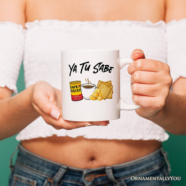 Ya Tu Sabe Café Queso and Galleta Personalized Mug, Funny Latin Coffee Gift with Custom Name For Caffeine Lover Personalized Ceramic Mug OrnamentallyYou