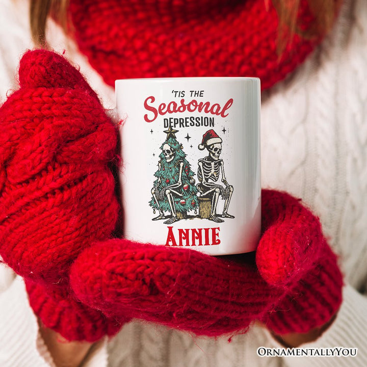 Tis the Seasonal Depression Personalized Mug, Dark Humor Christmas Gift with Custom Name Personalized Ceramic Mug OrnamentallyYou