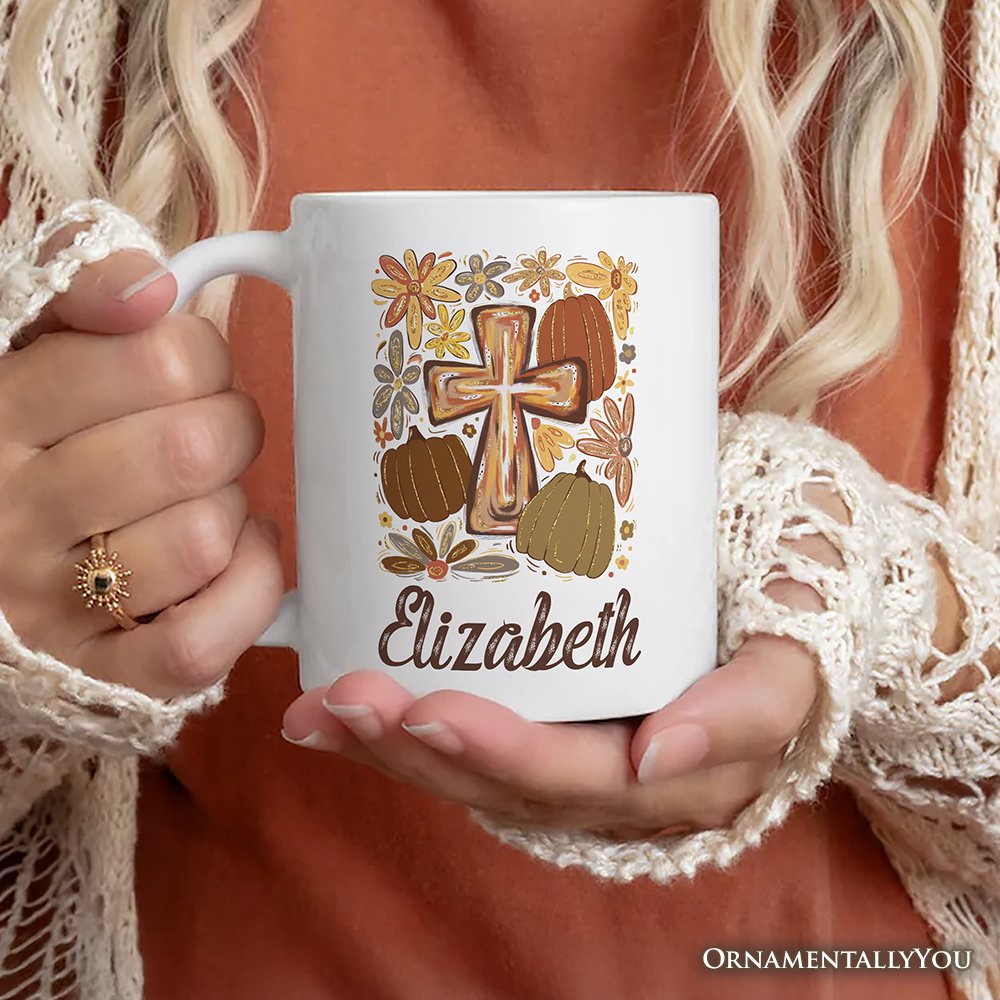 Fall Blessings Personalized Mug, Autumn Christian Faith Gift with Custom Name Personalized Ceramic Mug OrnamentallyYou