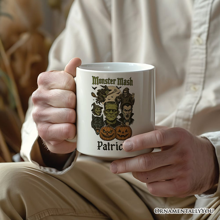 Monster Mash Classic Personalized Mug, Halloween Spooky Monsters Gift with Custom Name Personalized Ceramic Mug OrnamentallyYou