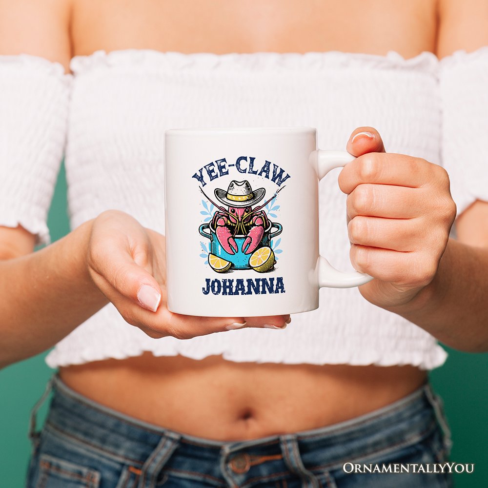 Crawfish Yee-Claw Western Cowboy Personalized Mug, Summer Boil Season Gift with Custom Name for Fisherman Personalized Ceramic Mug OrnamentallyYou