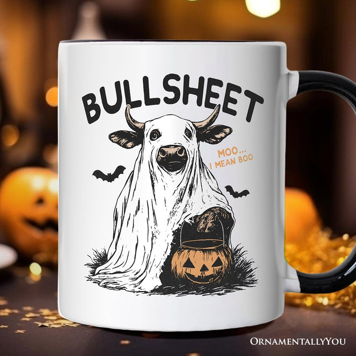 Bullsheet Halloween Bull Personalized Mug, Hilarious Cow Gift with Custom Name Personalized Ceramic Mug OrnamentallyYou