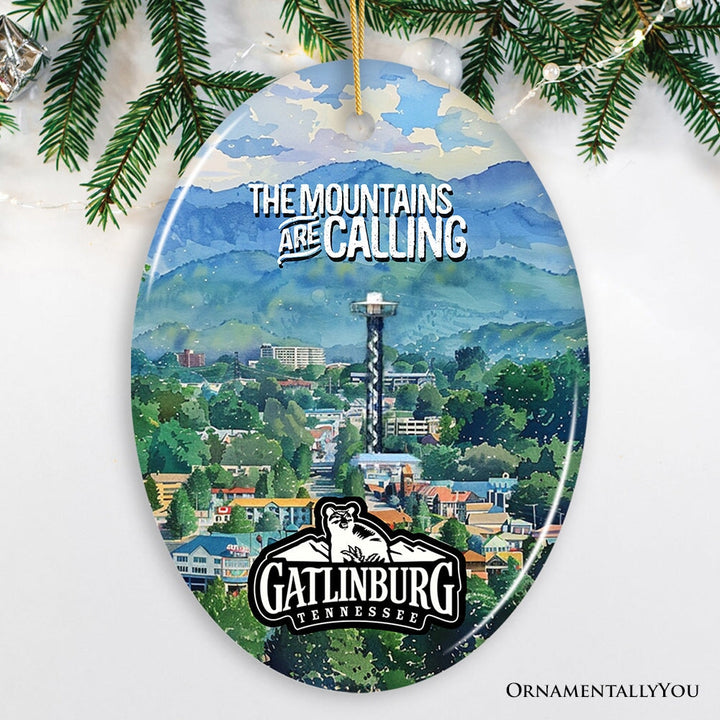 Classic Gatlinburg Tennessee Ceramic Ornament, Vintage Souvenir and Pigeon Forge Christmas Decor Gift Ceramic Ornament OrnamentallyYou Oval