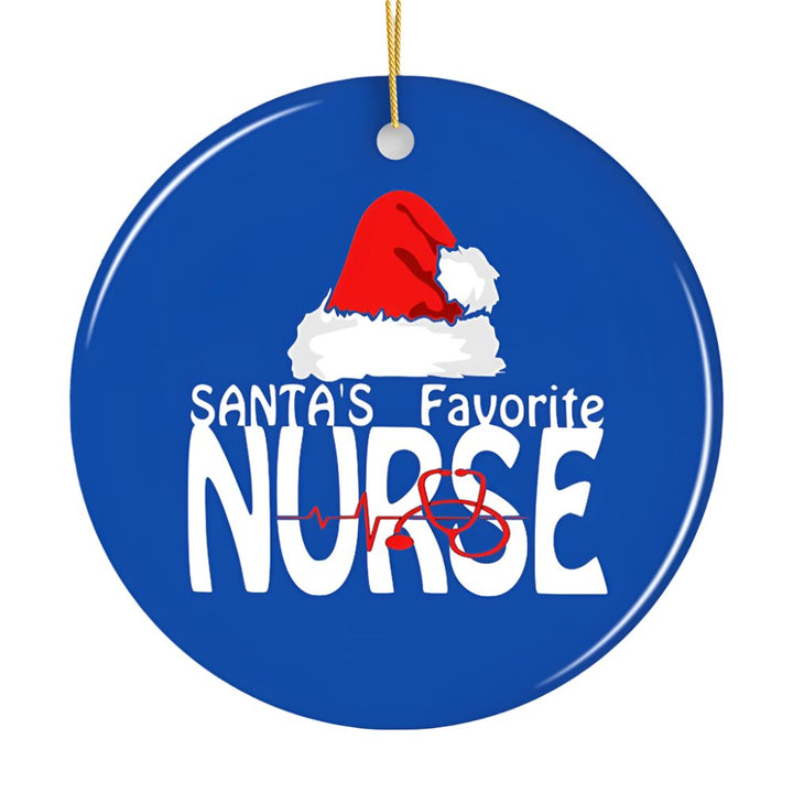 Santas Favorite Nurse Christmas Ornament Ceramic Ornament OrnamentallyYou