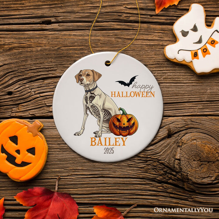 Unique Halloween Skeleton Dog Personalized Ornament, Spooky Season Breed Pet Home Decor Ceramic Ornament OrnamentallyYou