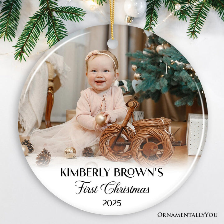 Personalized Family Photo Christmas Ornament, Keepsake Gift with Any Custom Text and Picture Ceramic Ornament OrnamentallyYou