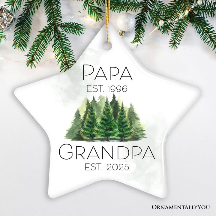 Personalized Ornament For New Grandpa, Promoted Dad to Grandfather Gift With Custom Date Ceramic Ornament OrnamentallyYou Star
