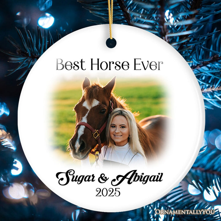 Personalized Horse Photo Ornament, Keepsake Picture Horse Lovers Gifts Ceramic Ornament OrnamentallyYou Circle