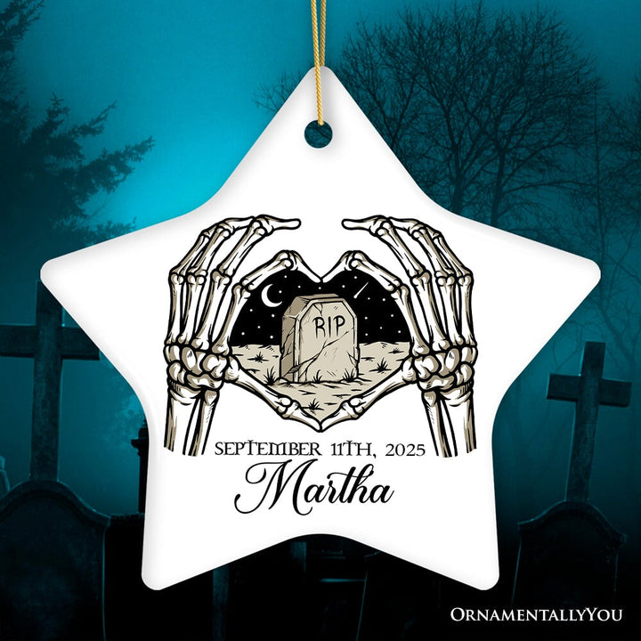 Rest In Peace Skeleton Keepsake Ornament, Halloween Themed Memorial Gift Ceramic Ornament OrnamentallyYou Star