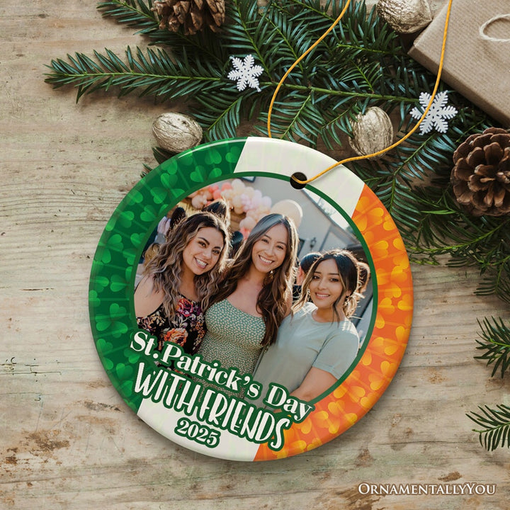 Personalized Photo Upload St. Patrickโs Ornament, Irish Small Tree Decoration and Gift Ceramic Ornament OrnamentallyYou