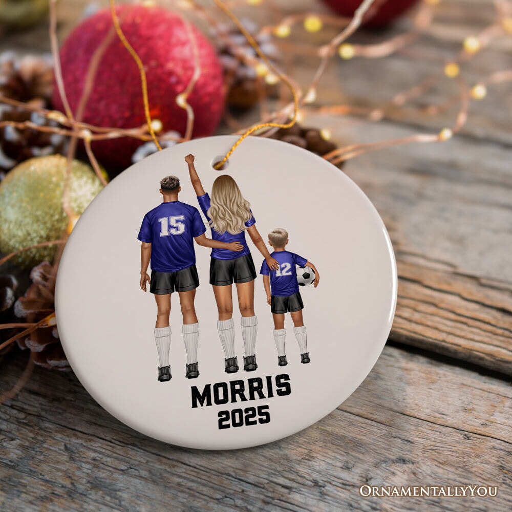 Soccer Family Personalized Ornament, Custom Christmas Gift for Football Players and Coaches Ceramic Ornament OrnamentallyYou