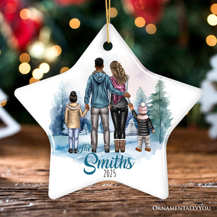 Couple with Children Custom Christmas Ornament, Family of Four Holiday Custom Keepsake Gift Ceramic Ornament OrnamentallyYou Star