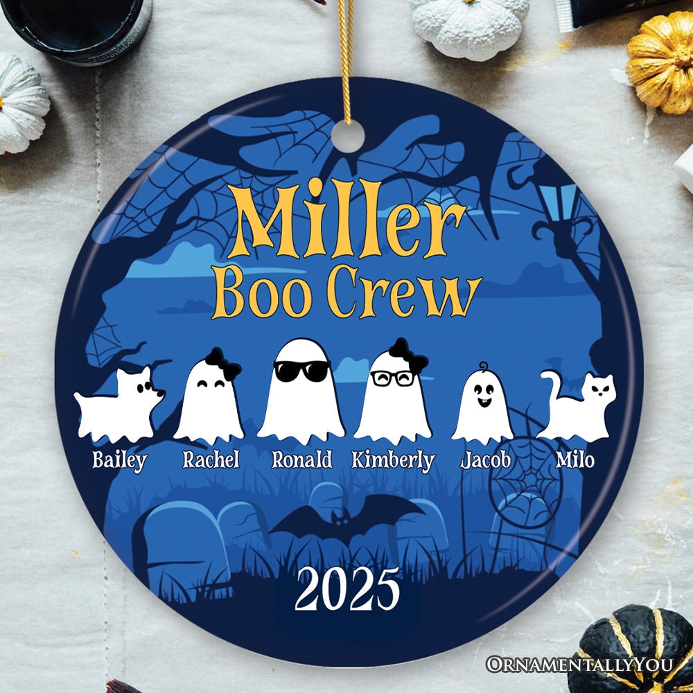 Halloween Ghost Family Members Personalized Ornament, Cute Boo Crew Gift, Spooky Season Home Decor Ceramic Ornament OrnamentallyYou