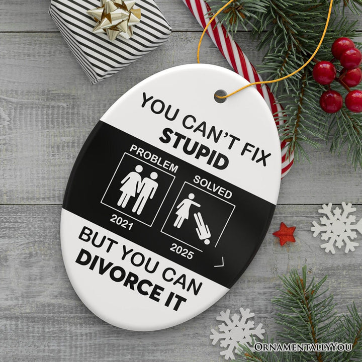 Funny Divorce Party Favors Personalized Gift Ornament, Best Care Package Idea for Her Ceramic Ornament OrnamentallyYou Oval