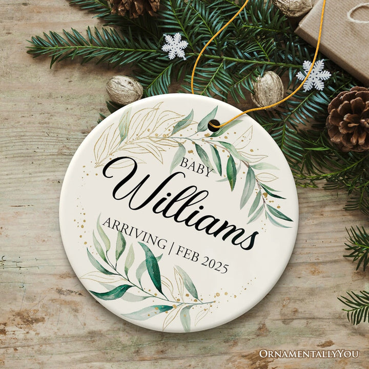 Baby Arriving Personalized Ornament, New Baby Announcement Keepsake Gift Ceramic Ornament OrnamentallyYou