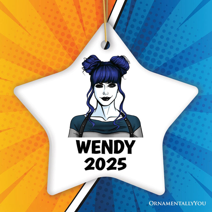 Female Supervillain Custom Comic Style Ornament, Hardcore Punk Badass Emo Gift Ceramic Ornament OrnamentallyYou