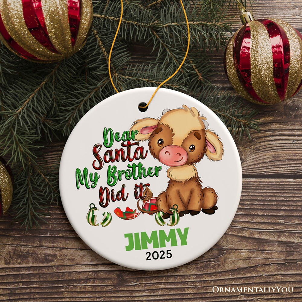 Fun Personalized Siblings Children Ornament, Playful Custom Christmas Gift for Son or Daughter Ceramic Ornament OrnamentallyYou Circle