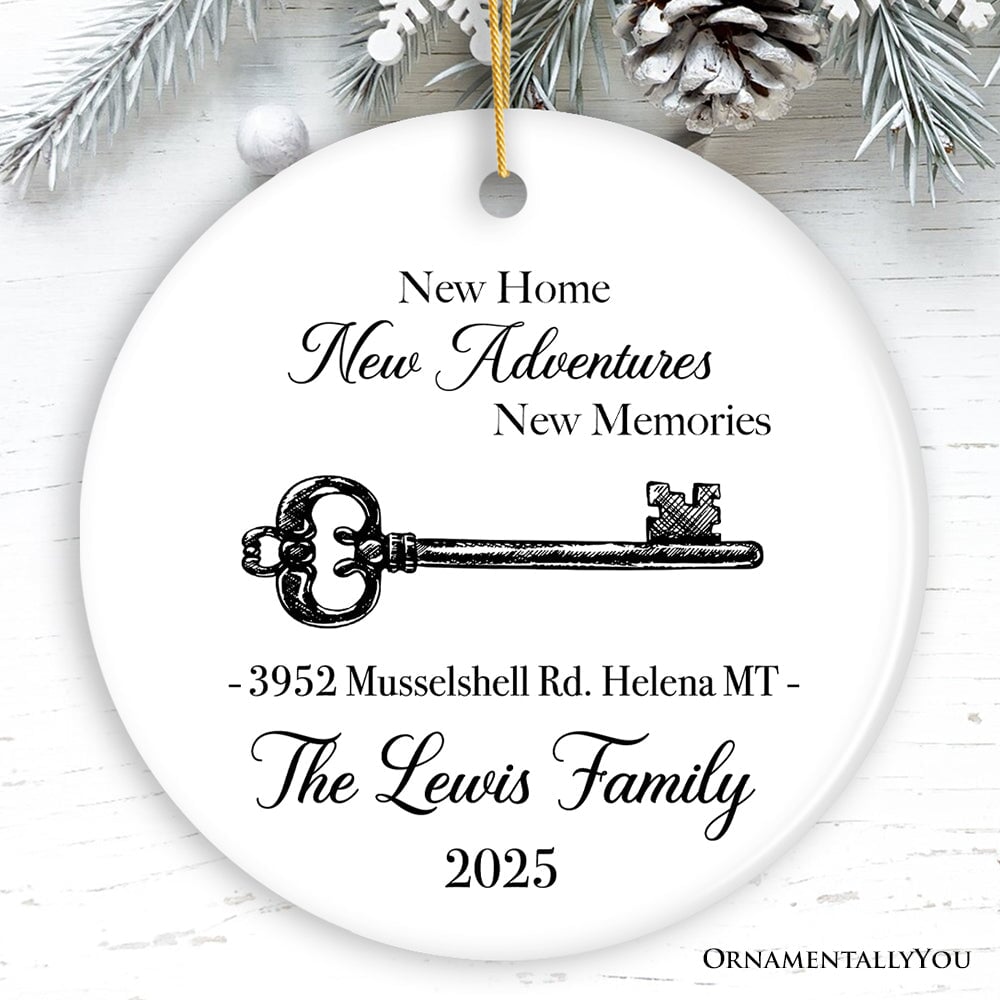 Housewarming Personalized Ornament, New Home New Memories Custom Christmas Keepsake Gift Ceramic Ornament OrnamentallyYou Circle