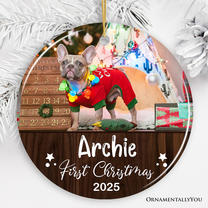 Puppy First Christmas Personalized Ornament, Baby Dog Custom 1st Xmas Gift Ceramic Ornament OrnamentallyYou