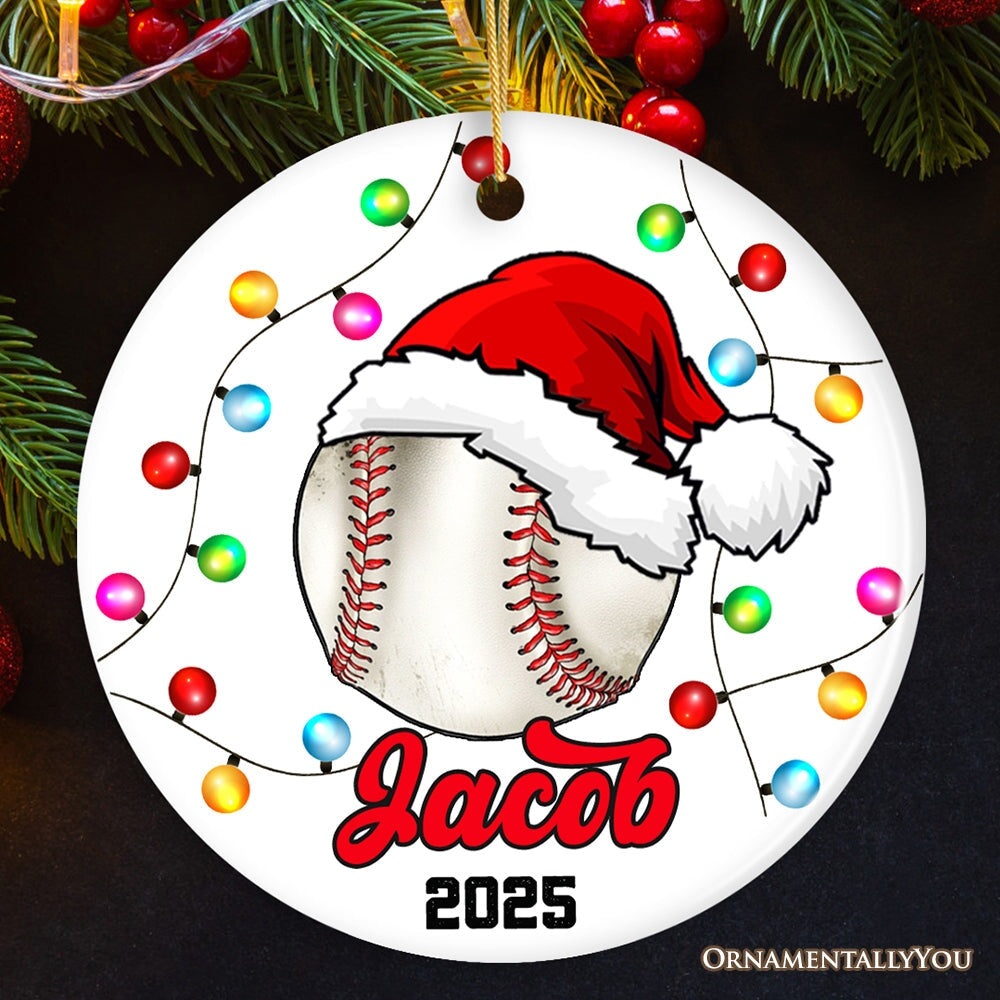 Baseball Ornament Customized with Player and Team, Custom Keepsake Coaches Gift Ceramic Ornament OrnamentallyYou Circle