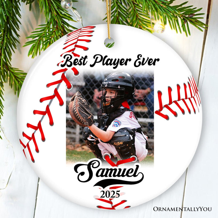 Baseball Personalized Picture Ornament Gift, Photo Upload Team, Player and Coaches Gift Ceramic Ornament OrnamentallyYou Circle