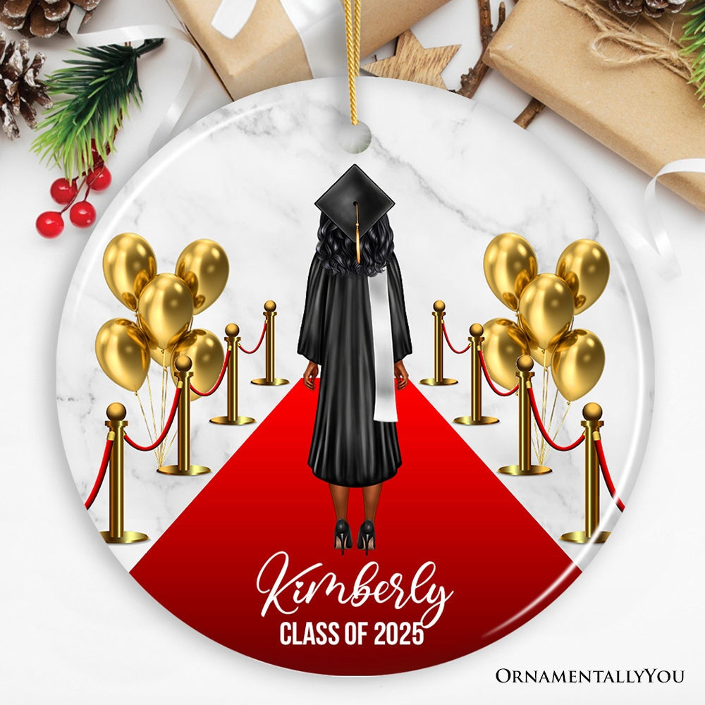 Personalized Female Graduation Ceremony Ornament, School Grad Teenage or Adult Girls Gift Ceramic Ornament OrnamentallyYou