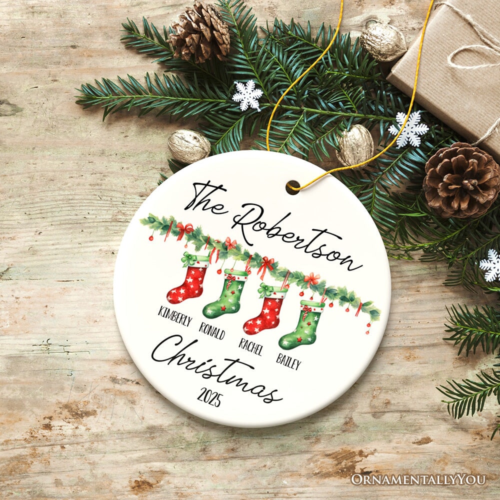 Hanging Stockings Personalized Christmas Ornament, Family Crew Keepsake Gift Ceramic Ornament OrnamentallyYou