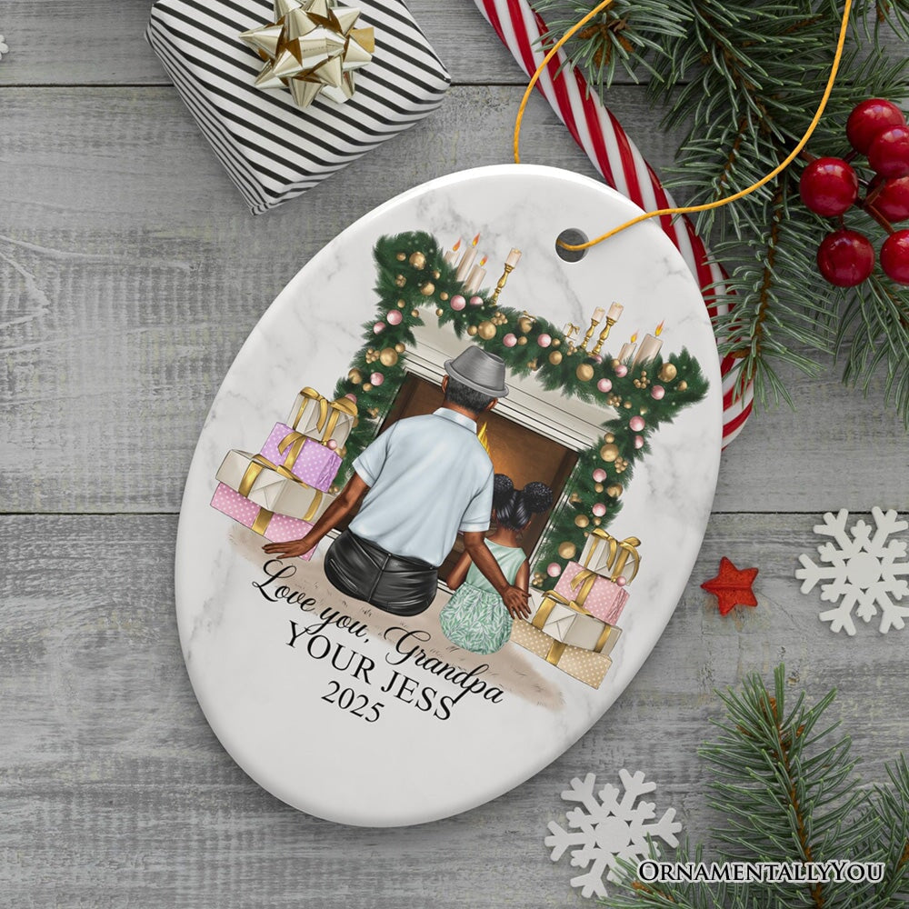 Grandpa and Grandsons Personalized Christmas Ornament, Grandfather Holiday Gift Ceramic Ornament OrnamentallyYou Oval