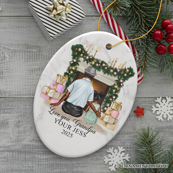 Grandpa and Grandsons Personalized Christmas Ornament, Grandfather Holiday Gift Ceramic Ornament OrnamentallyYou Oval